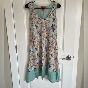 Sundance Blue and Orange 100% Silk Sleeveless Sundress